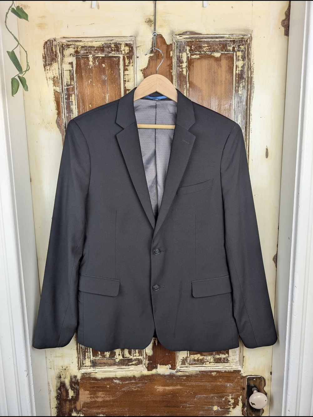 RW&CO Men’s Black Slim Fit Blazer Size 40 Wool Blend Two Button Suit Jacket